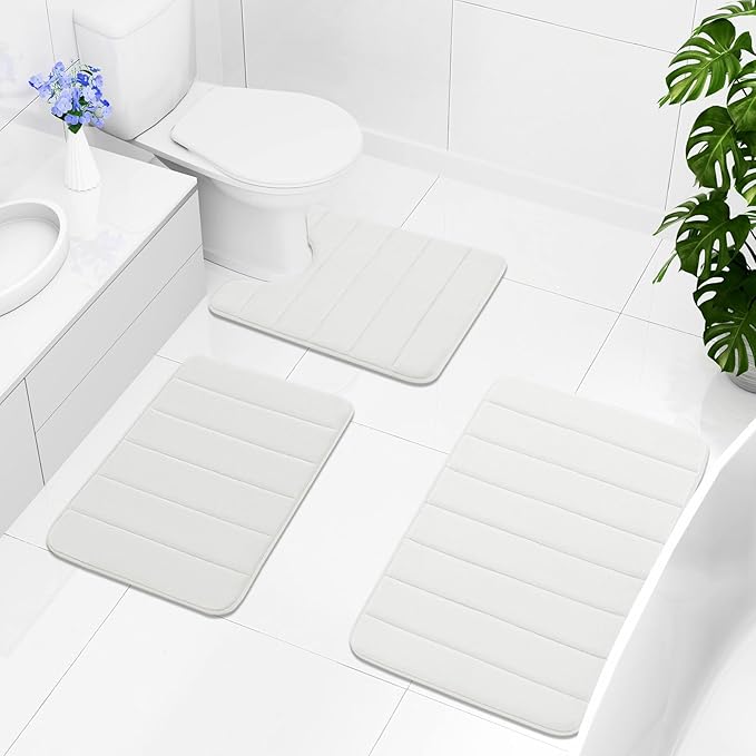 Buganda Memory Foam Bath Mat, 60" x 24", Ultra Soft and Non-Slip Bathroom Rugs, Water Absorbent and Machine Washable Bath Rug Runner for Bathroom, Shower, and Tub, Ivory