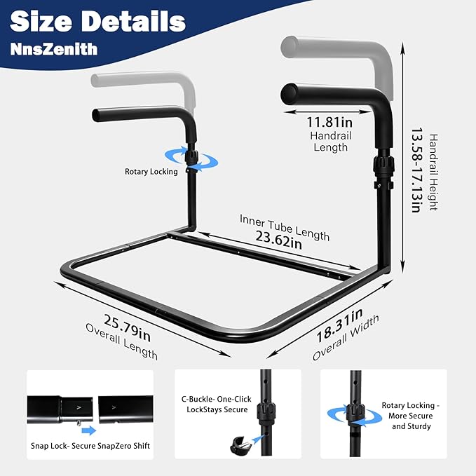 Adjustable L1 Stand Assist Grab Bar for Couch & Chair, Stand Assist Handle for Elderly & Seniors, Mobility Aid for Elderly & Disabled, Disability Aids, Couch Cane