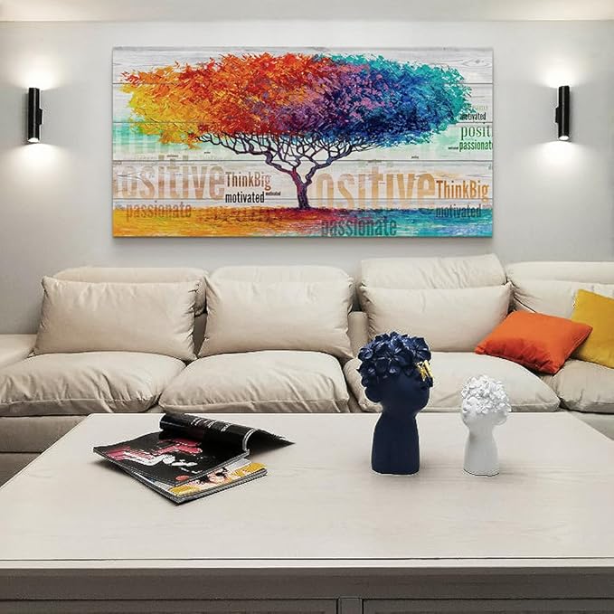 Lapremoly Large Size Canvas Wall Art - Abstract Painting Color Tree Wall Pictures - Ready To Hang - Living Room, Bedroom, Office - 30"X60"