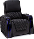 Seatcraft Apex Home Theater Seating, Living Room, Powered Headrest, Powered Lumbar, Powered Recline, Italian Leather, USB Charging, Single Recliner, Black