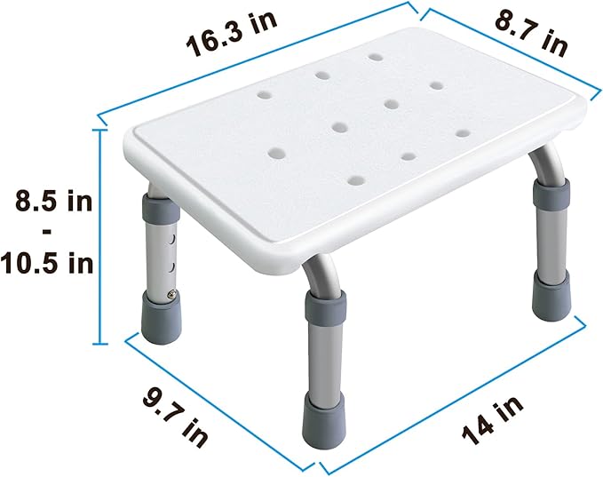 Aliseniors Step Stool with Non-Skid Platform, No Assembly Rubber Fee Adjustable Foot Stool, Medical Step Stools for Kitchen, Toilet and Bedside, Holds up to 330 lbs