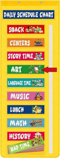 Classroom Schedule Pocket Chart - Visual Kids Daily Schedule Calendar, Interactive Teaching Tool, Colorful Organization Chart | Learning Education Home Use For Daycare Homeschool Teacher Kids toddlerr