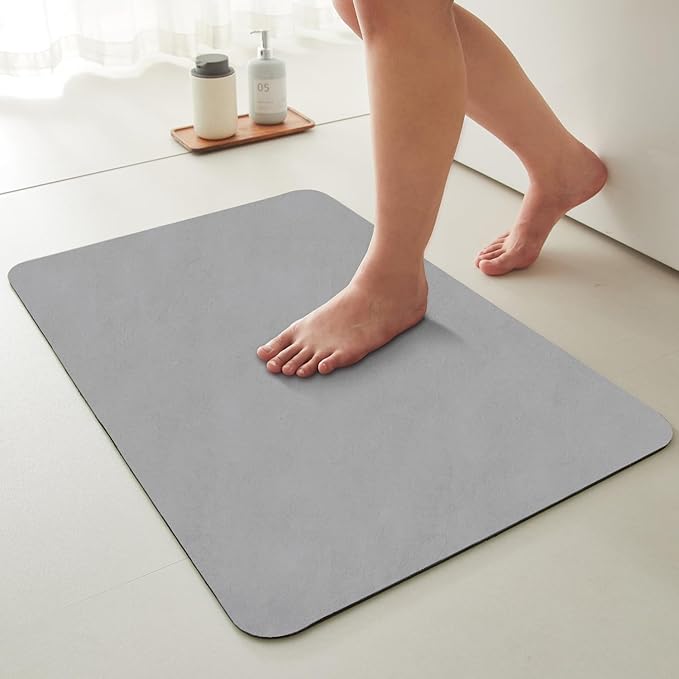 Bath Mat, Bathroom Rugs Non Slip Washable Thin Absorbent Quick Dry Bath Mat Fits Under Door Bathroom Floor Mat Perfect for Bath, Shower, or Sink 20"x48" Light Grey