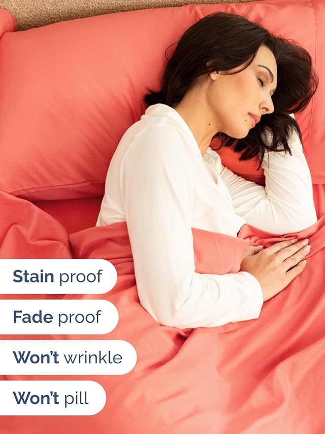 Extra Deep Split King Sheet Set - 7 Piece Breathable & Cooling Sheets - Hotel Luxury Bed Sheets Set - Easy & Secure Fit - Soft, Wrinkle Free & Comfy Sheets Set - Coral Sheet Set w/Extra Deep Pockets