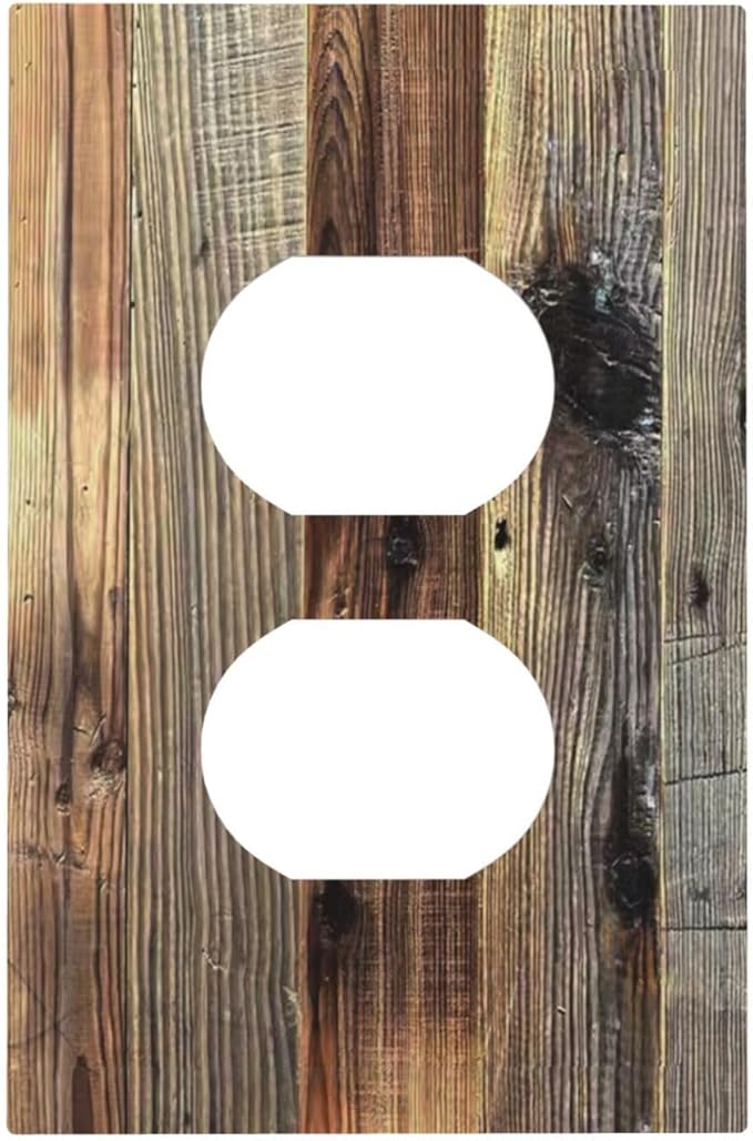 Barn Brown Wood Rustic Weathered Wood Print Outlet Covers 1 Gang Duplex Light Switch Cover Decorative Switch Plates Electrical Receptacle Faceplate Wall Plate for Farmhouse Home Decor