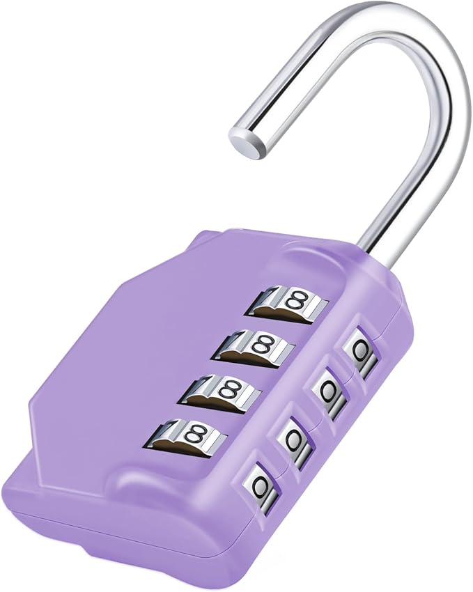 ZHEGE Combination Lock, 4 Digit Combination Padlock Outdoor, School Lock, Gym Lock (Purple)