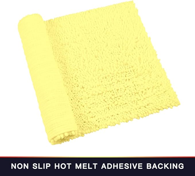 Walensee Large Bathroom Rug Non Slip Bath Mat (72x24 Inch Yellow) Water Absorbent Super Soft Shaggy Chenille Machine Washable Dry Extra Thick Perfect Absorbant Best Plush Carpet for Shower Floor