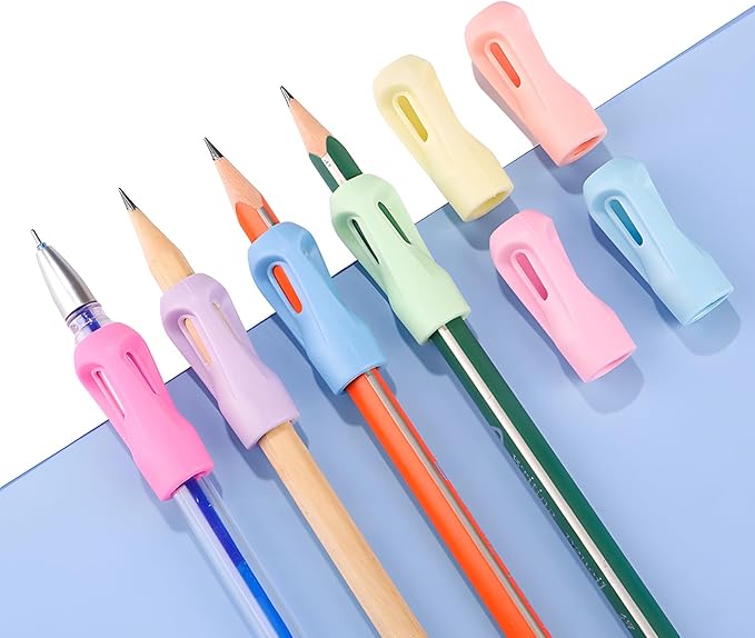 Ergonomic Pencil Grips 36 Packs with 8 Colors, Hollow Trigonal Pencil Holders for Kids Handwriting, Toddler Silicone Pencil Cushion Grippers, Gel Pen Grips for Adults Writing Aid