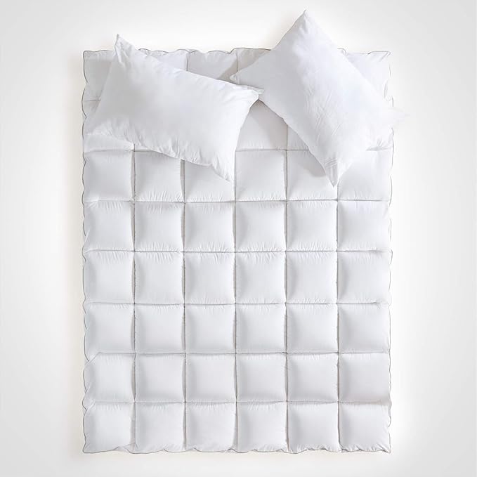 SLEEP ZONE King Size Cotton Mattress Pad, Super Soft Pillow Top Mattress Topper, Thick Fluffy Mattress Cover Deep Pocket 8-21 inches, King, White Cotton Top, King(78X80)