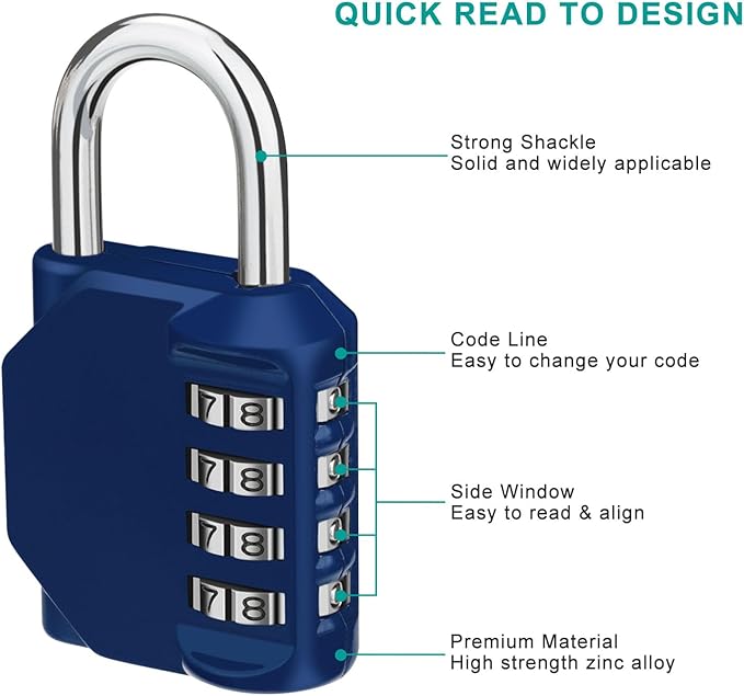 ZHEGE Combination Lock 2 Pack, 4 Digit Padlock for Gym, Employee, School, Fence. Hasp Cabinet & Storage - Set Your Own Keyless Resettable Combo