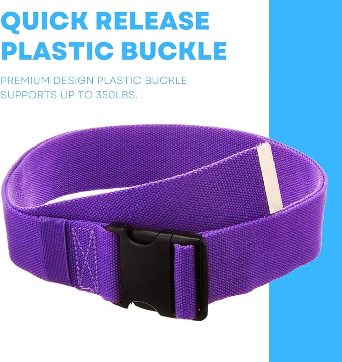 Gait Belt with Plastic Buckle by LiftAid - Transfer and Walking Aid with Belt Loop Holder for Assisting Therapist, Nurse, Home Care - 60"L x 2"W (Purple)