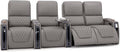 Seatcraft Apex Zero-Gravity CoolZero Italian Leather Home Theater Seating, Powered Headrest, Powered Lumbar, Powered Recline, Row of 4 Right Loveseat, Gray