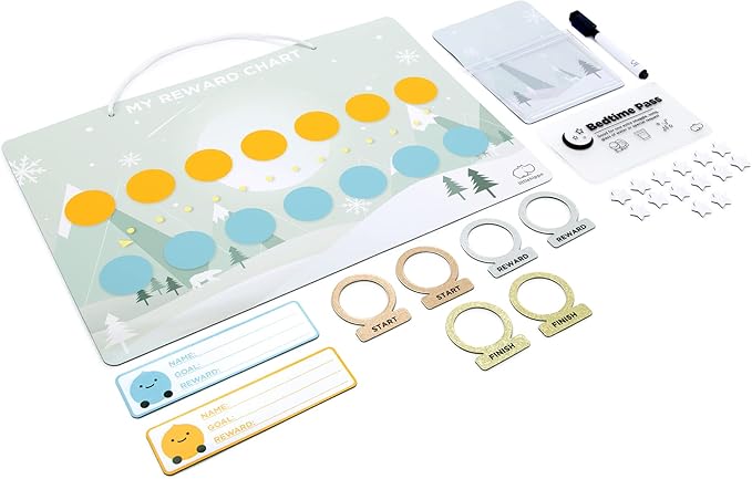LitteHippo Magnetic Star Reward and Behavior Chart - Rewards Board for Potty and Sleep Training - Chores Chart for Toddlers - Responsibility Chart for Kids at Home (Includes Bonus Bedtime Pass)