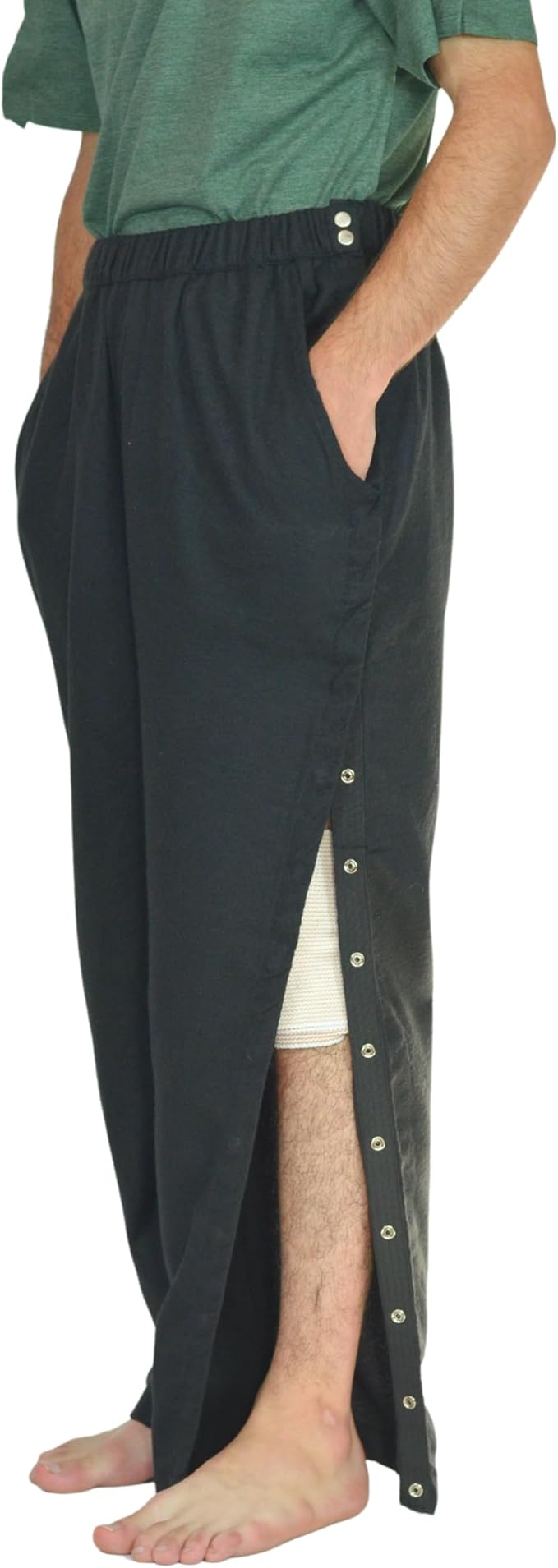 Inspired Comforts Unisex Tearaway Post Surgery Recovery Pajama Pants with Side Snaps & Pockets