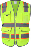 XIAKE Reflective Safety Vest for Men & Women High Visibility Class 2 Vest with Pockets Meets ANSI Standards