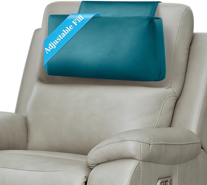 Recliner Headrest Pillow, Adjustable Neck & Head Support Pillow, Soft Velvet Non-Slip Headrest for Recliner, Couch, Chair, Sofa