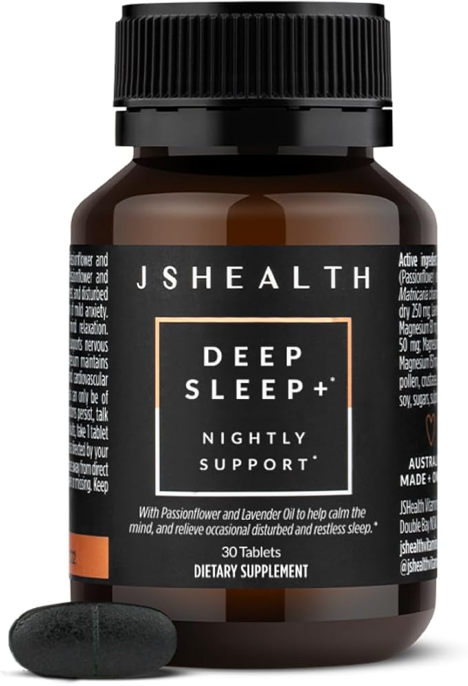 JSHealth Sleep Aid with Magnesium, Lavender & Passionflower - Sleep Supplement for Adults - Non-Drowsy Supplement Calms Body & Mind, 30 Tablets
