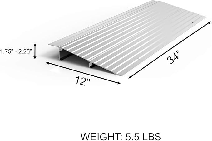 EZ-ACCESS - Threshold Ramps for Doorways - Portable Wheelchair Ramp for Home Steps, Aluminum Door Threshold Sliding Doors, Walker & Wheelchair Access - Adjustable Modular Transitions, 2" Rise