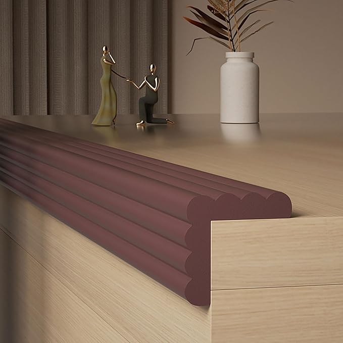 Edge Corner Protector, W-Shaped Sharp Edge Safety Corner Edge Foam Padding, Edge Guards Bumpers, Proofing Furniture Edge Protector for Table Edges & Sharp Corners(Brown,3 Pack)
