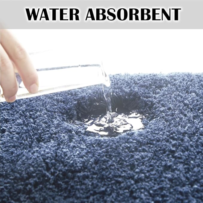 Suchtale Large Bathroom Rug Mat: Extra Soft & Absorbent Shaggy, 24 x 40, Blue; Machine Washable Microfiber, Non Slip, Luxury Floor Mat