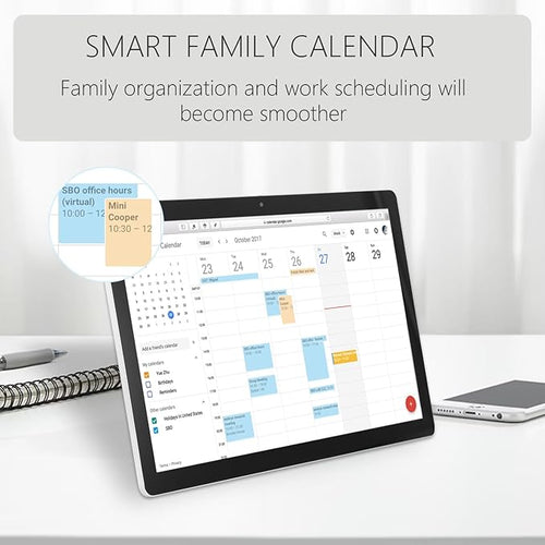15.6 to 27 inch Touchscreen Digital Calendar & Wall Planners, Smart Whiteboard Calendar for Chore Chart & Work Schedule, Built in Speakers and Camera, Include Wall Mount & Desk Stand (18.5-inch)