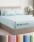 Extra Deep Queen Sheet Set - 6 Piece Breathable & Cooling Sheets - Hotel Luxury Bed Sheets Set - Easy & Secure Fit - Soft, Wrinkle Free & Comfy Sheets Set - Ice Blue Sheet Set with Extra Deep Pockets