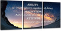 Unbruvo Motivational Inspirational Canvas Wall Art, 3 Pieces Positive Quotes Office Decor, Ability Motivation Attitude Artwork for Living Room Bedroom Workplace(72" Wx36 H)
