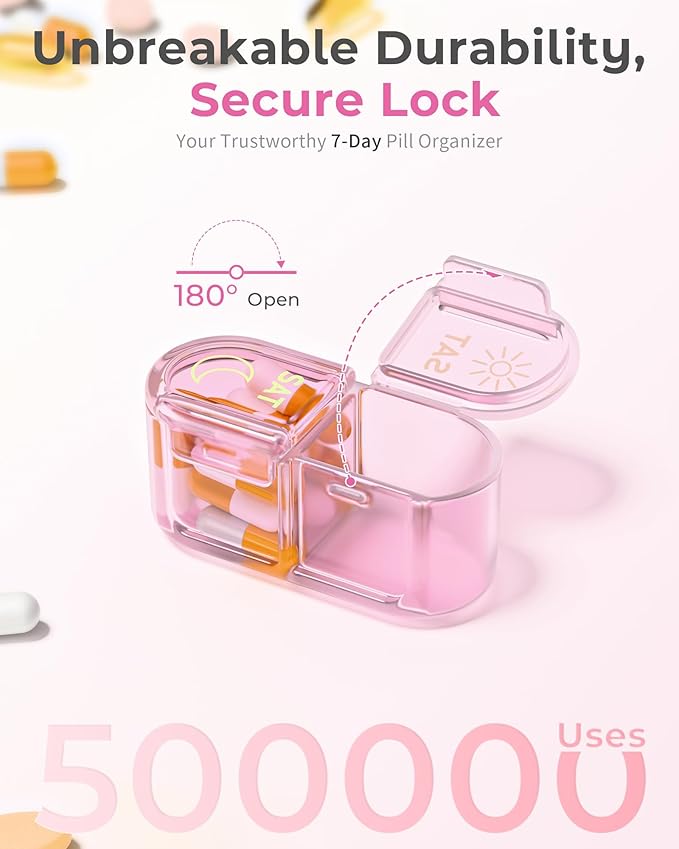 Pill Organizer 2 Times a Day, AM PM Pill Organizer 7 Day, Weekly Pill Box 2 Twice a Day, Travel Pill Case 7 Days, Medicine Organizer for Medication Vitamins, Fish Oils, Supplements