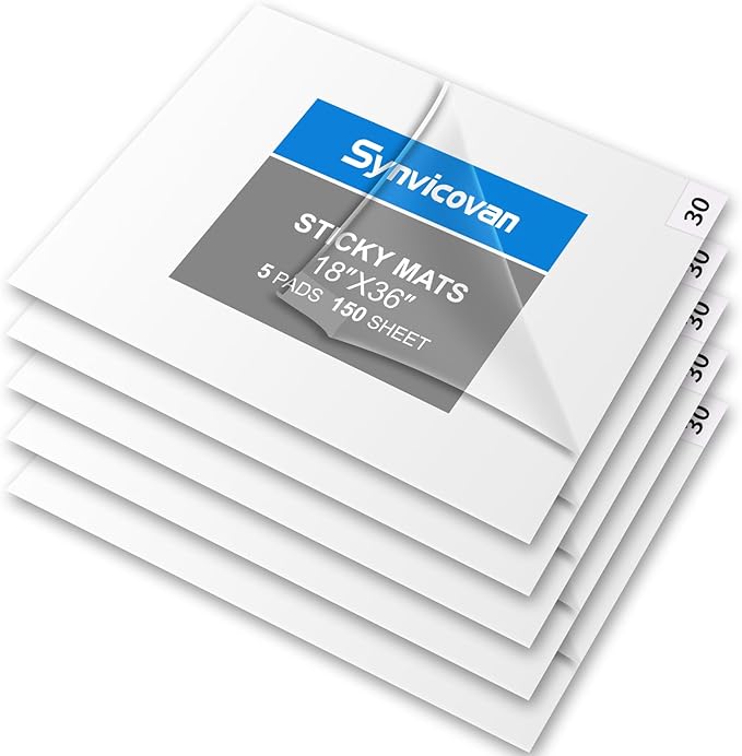 18" x 36" White Sticky Mat Tacky Pads Adhesive Floor Mat (5 Packs,150 Sheets,30 Sheets/Pack for Cleanroom Laboratory Hospital Construction Pets Home Indoor Gymnasium and Workshop