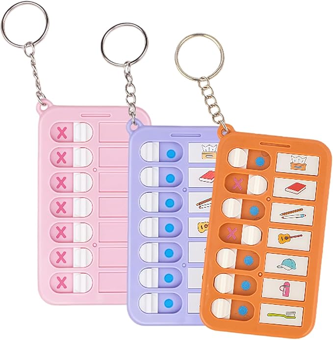 3 Pack Reminder Boards for The Elderly Detachable Daily Task Pads School Bags & Memory Aid Portable Visual Schedule with Keyring