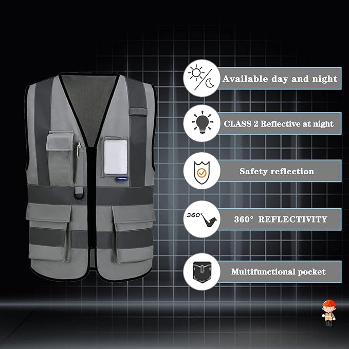A-SAFETY grey hi vis vest