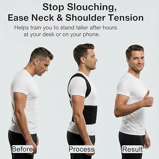 Full Back Posture Corrector for Men & Women – Pull-Back System Posture Brace – Wide Soft Straps, Breathable Mesh, Adjustable Support for Slouching, Rounded Shoulders & Upper Spine Pain Relief