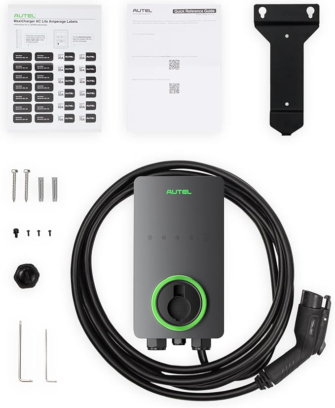 Autel Maxicharger Electric Vehicle (EV) Charger,240V Indoor/Outdoor Car Charging Station with Level 2, Dark Gray