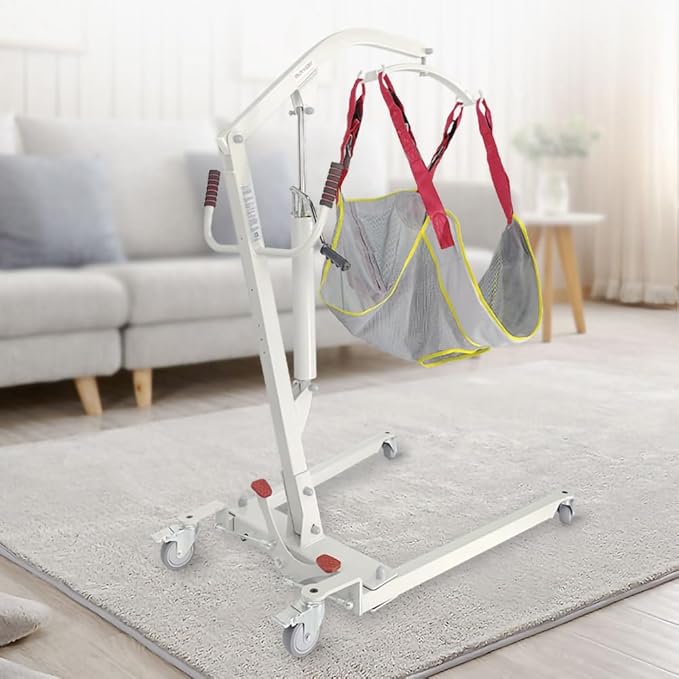 Manual Hydraulic Patient Lift Commode Sling, 440lb Weight Capacity, Body Transfer Lift Chair for Full/Partial, Paralysis Patients Lift for Home Use,Wheelchair/Bed/Toilet Transfers