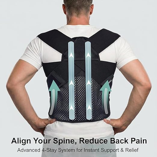 Full Back Posture Corrector for Men & Women – Pull-Back System Posture Brace – Wide Soft Straps, Breathable Mesh, Adjustable Support for Slouching, Rounded Shoulders & Upper Spine Pain Relief