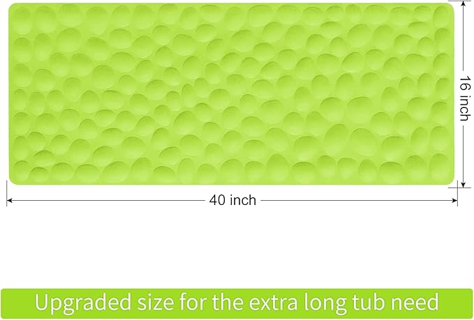 Non-Slip Bathtub Mat OTHWAY Soft Rubber Bathroom Bathmat with Strong Suction Cups (Green, 16x40 inch)