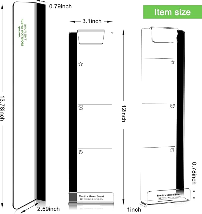 Computer Monitor Memo Message Board/Creative Multifunctional Monitor Shelf/Monitor Side Panel Sticky Notes Paper Storage Rack - with Phone Holder - 1Set (Left/Right/Bottom)