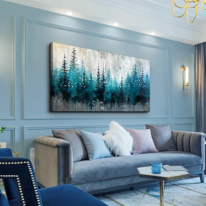 MHARTK66 Framed Canvas Wall Art For Living Room Large Decor For Office Bedroom Wall Decorations Black And White Abstract Wall Painting Forest Tree Textured Pictures Home Decor Hanging Artworks