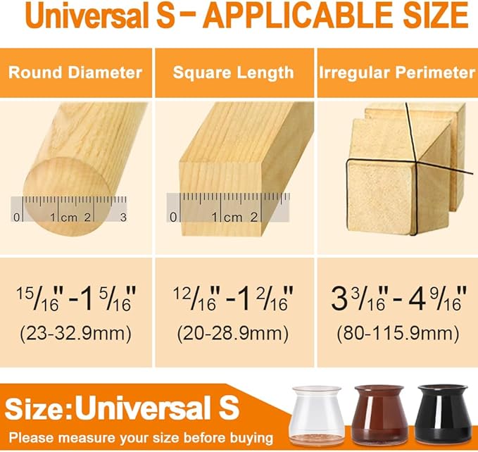 24 Pcs Chair Leg Floor Protectors for Hardwood Floors Silicone Covers to Protect Wood Tile Floors Felt Bottom Furniture Leg Caps Anti-Scratch Reduce Noise (Fit:0.9"-1.29")