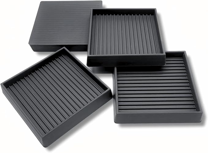 xxxHOLIC Non Slip Furniture Pads, 3” x 3” Black Square Rubber Grippers for Hardwood Floors, Anti Skid Furniture Feet Coasters, Bed Couch Stoppers to Prevent Sliding and Scratches, Set of 4