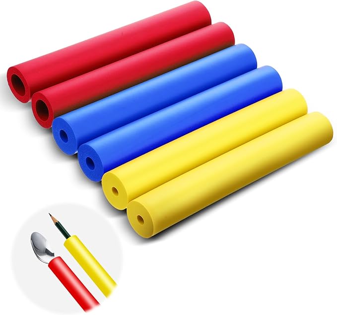 6 Pcs Foam Grip Tubing Comfort Non-Slip Foam Tubing for Utensils Pens Pencils Tools Ergonomic Handle Grip Tube for Elderly, Disabled, 3 Sizes