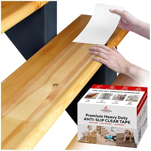 Premium Clear Grip Tape for Stairs 6” x 24”, Heavy Duty Anti Slip Tape - Waterproof Stair Treads for Wooden Steps, Concrete, etc., Works on All Surfaces & in Any Weather, Conveniently Precut (5-Pack)
