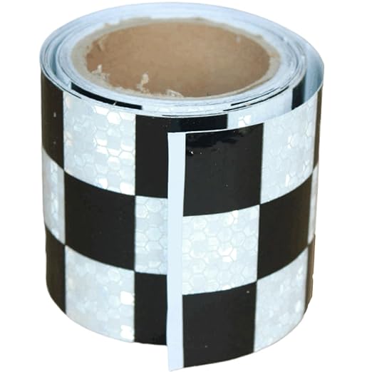 Black White Reflective Tape Outdoor Waterproof 3 inch X 10 feet, High Visibility Hazard Conspicuity Safety Industrial Marking Tape