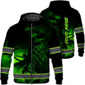 Maddly Hi Vis Reflective Zip Up Hoodie, High Visibility Safety Jacket with Skull Design for runner, worker, trucker, cyclist