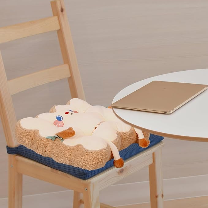 Zerodeko Cute Plush Desk Chair Cushion for Office Dining Square Seat Pad with Cartoon Wear Resistant Support for Long Sitting Comfort Multipurpose Cushion for Home Office Car Use