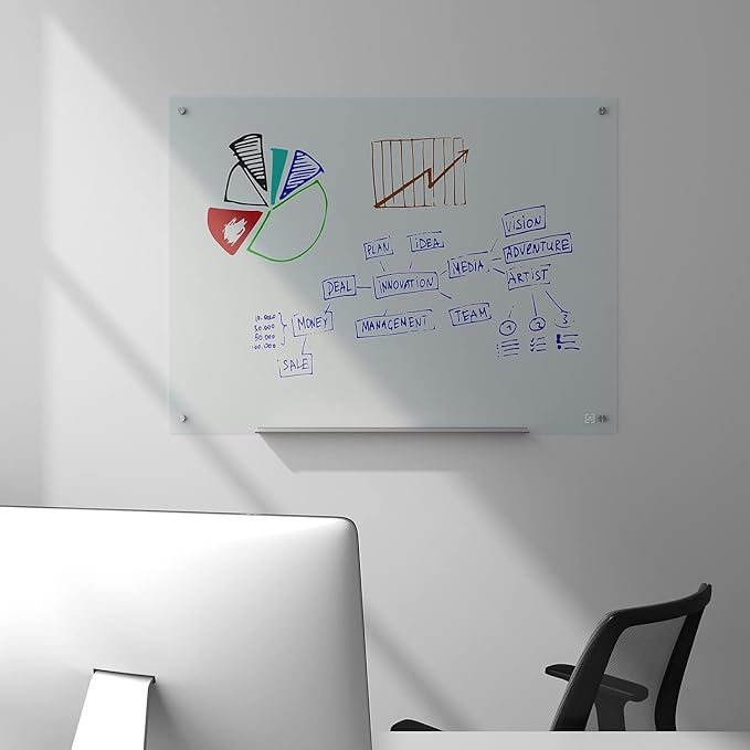 Staples TRU RED Tempered Glass Dry Erase Board, Frosted, 4-ft x 3-ft (TR61199)