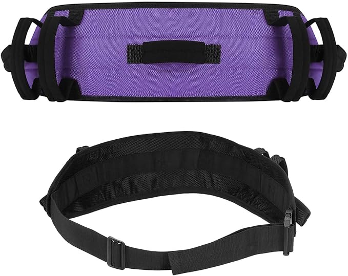 Rhino Valley Gait Belt for Senior with 7 Handles, 59" Anti-Slip Gate Belts medical for elderly, Transfer Belt with Quick Release Buckle, Elderly, Physical, Handicap, Bariatric Therapy, Purple + Black