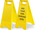 2 Pack 24 Inch Blank Floor Sign Yellow A-frame Foldable Caution Sign Stick/Write-On Double Sided Safety Warning for Pool Restaurant Restroom Office
