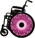 18" Christmas Wheelchair Wheel Covers, Waterproof Wheelchair Accessories, Easy Install/Remove, Lightweight, for Kids and Adults (Pink Pattern)