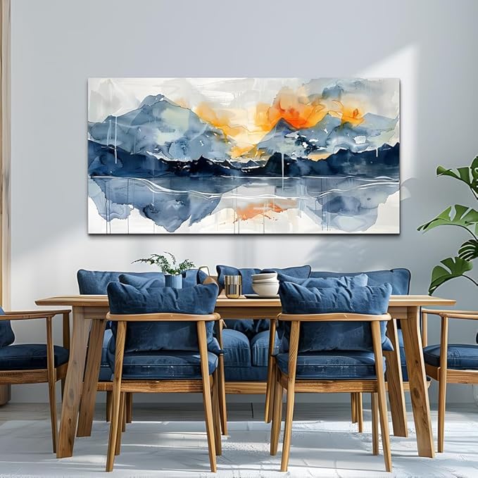 KELIYUAN Large Wall Art For Living Room Canvas Wall Decor For Bedroom Office Decoration Abstract Watercolour Wall Pictures Artwork Mountain Landscapes Paintings Modern Home Decor Hang Easy 60"X30"